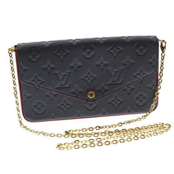 Louis Vuitton Felicie Empreinte Navy Blue Chain Wallet Shoulder Bag - Picture 1 of 15